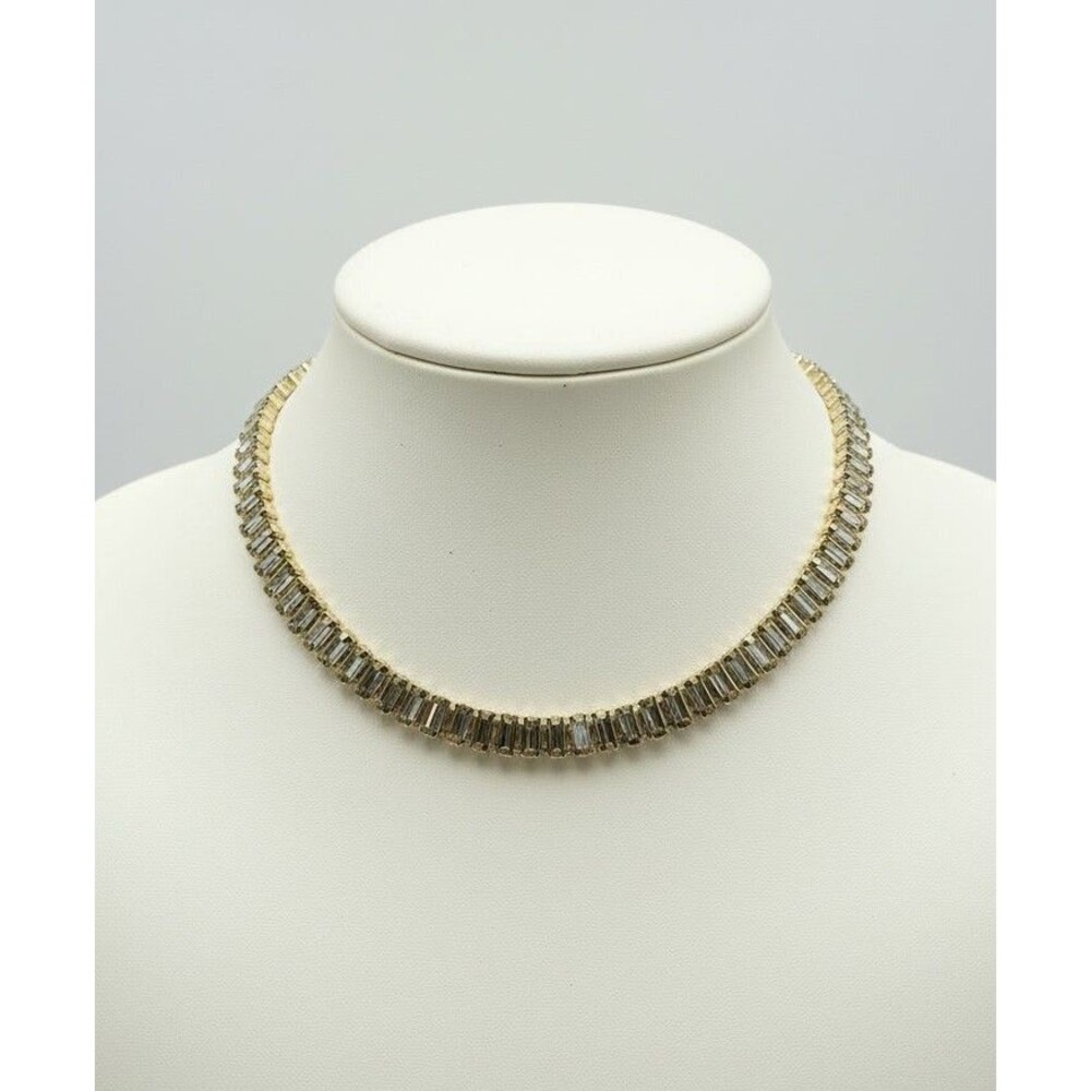 Altar'd State NWT Simulated Smoky Grey Baguette Crystal Gold Tone Tennis Nc